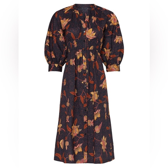 ba&sh qyana midi floral dress size XS 100% cotton